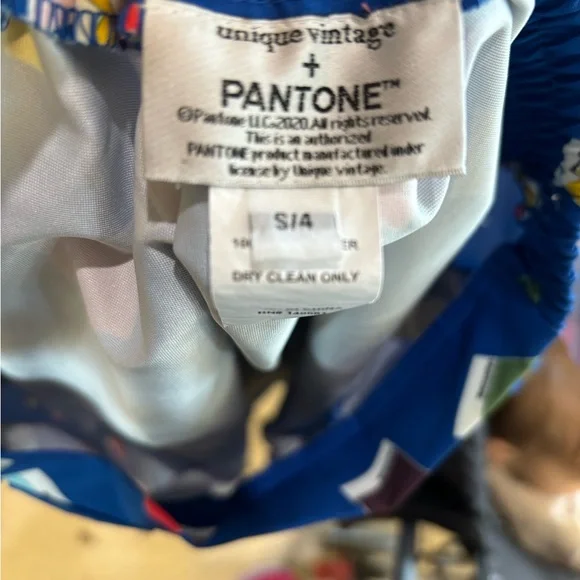 Unique Vintage x Pantone Blue Color Chips Jayne Swing Skirt - Picture 2 of 7